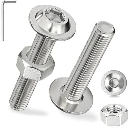 Ezitruz 40 Sätze Linsenkopfschrauben M6x30 mm Schrauben Edelstahl A2 V2A Flachkopfschrauben M6 Innensechskant ISO 7380-2 mit Muttern und Flansch Metrisch Vollgewinde für Holz Möbelmontage