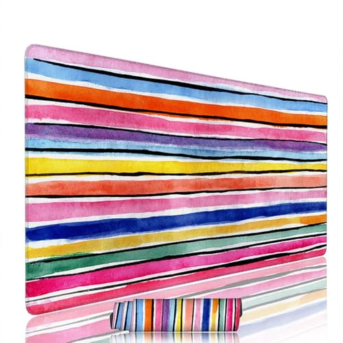 Color Mouse Pad Large Gaming Keyboard Pads 47.2x23.6x0.12 inch Computer Full Desk Mat Waterproof with Rubber Base Non-Slip xxl Stripe Laptop Mat Gaming Accessories with Stitched Edges Office w-9983