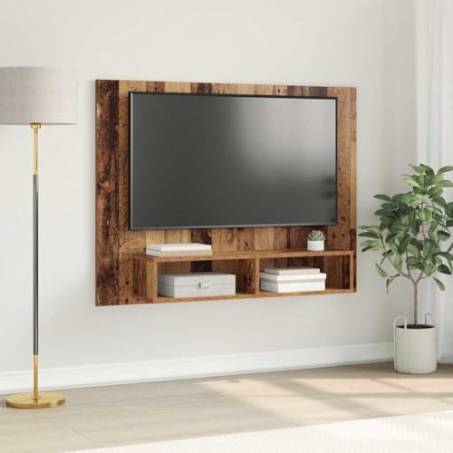 Teenpull Wand TV Schrank Altholz Optik, 120x23.5x90 cm Holzwerkstoff, schwebend, modulares Regalsystem, für Wohnzimmer, Schlafzimmer, Medienaufbewahrung