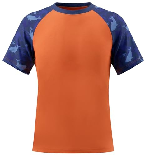 Valcatch Kids Rash Vest Short Sleeve Swim T Shirt, Orange, 14-16 Years
