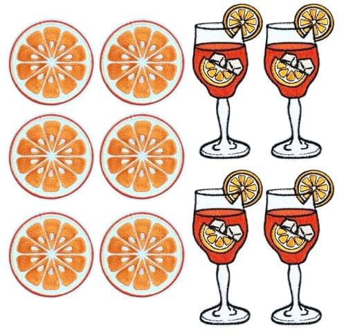10 Stück Aperol Spritz Kostüm Accessoires,Patch Sommer Cocktail | Orange zum Aufbügeln,Orange Karneval Kostüm Zubehör, Accessoire Kostüm Damen,Obst Accessoires für Fasching Karneval Party
