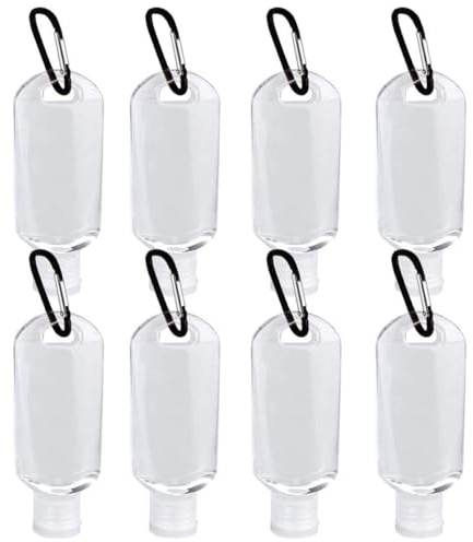 HAKIDZEL Refillable Travel Bottles Press Containers 50Ml Leak Resistant Plastic Squeeze Bottles with Carabiner Clip for Outdoor Shampoo Body Wash Use Random Color