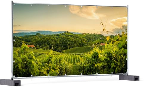 Wallario XXL Outdoor-Poster für Garten oder Balkon Abendlicht über Weinbergen, Motivbanner Größe: ca. 340 x 173 cm, Outdoor-Bild