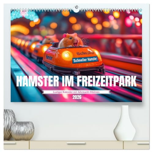 Hamster im Freizeitpark - Lustiger Kalender mit Jahrmarkt-Motiven (hochwertiger Premium Wandkalender 2026 DIN A2 quer), Kunstdruck in Hochglanz: Die ... voller Freude und Action (CALVENDO Tiere)