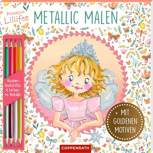 Metallic-Malen: Bicolor-Buntstifte: 8 Farben, 4x Metallic (Prinzessin Lillifee)