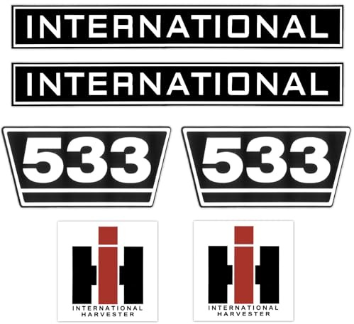 IHC International 533 Schwarz Weiß Klein Traktor Schlepper Aufkleber Klebefolie
