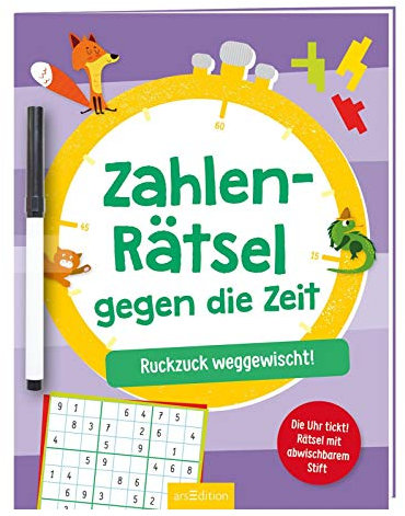 Zahlen-Rätsel gegen die Zeit: Ruckzuck weggewischt! Die Uhr tickt! Rätsel mit abwischbarem Stift