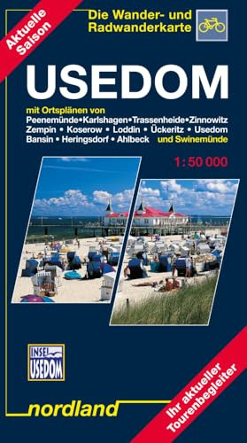 Usedom: mit Ortsplänen von Peenemünde, Karlshagen, Trassenheide, Zinnowitz, Zempin, Koserow, Loddin, Ückeritz, Usedom, Bansin, Heringsdorf, Ahlbeck ... und Radwanderkarte (Deutsche Ostseeküste)