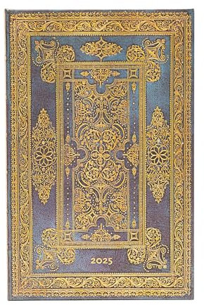 Paperblanks 12-Monatskalender 2025, Blue Luxe, Maxi, Vertikal, Elastikband-Verschluss