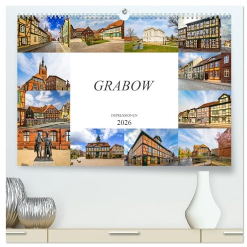 Grabow Impressionen (hochwertiger Premium Wandkalender 2026 DIN A2 quer), Kunstdruck in Hochglanz: Bezaubernde zwölf Bilder der Stadt Grabow (CALVENDO Orte)