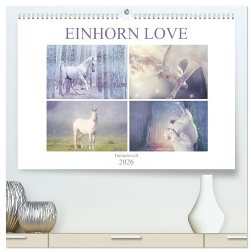 Einhorn Love - Fantasiewelt (hochwertiger Premium Wandkalender 2026 DIN A2 quer), Kunstdruck in Hochglanz: Bezaubernder Einhornkalender (CALVENDO Kunst)