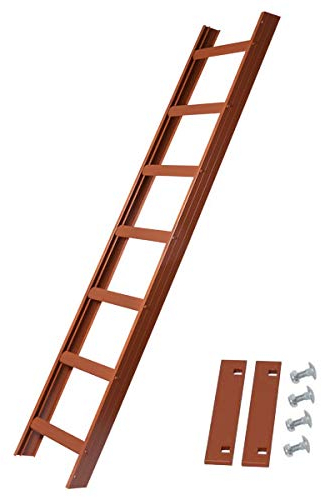 Alu Dachleiter Set Rot, 3,92 m mit Dachhaken (40 mm, gekröpft auf Dachsparren, für Biber) inkl. Auflageschutz und Aushebesicherung, Made in Germany, DEKRA geprüft