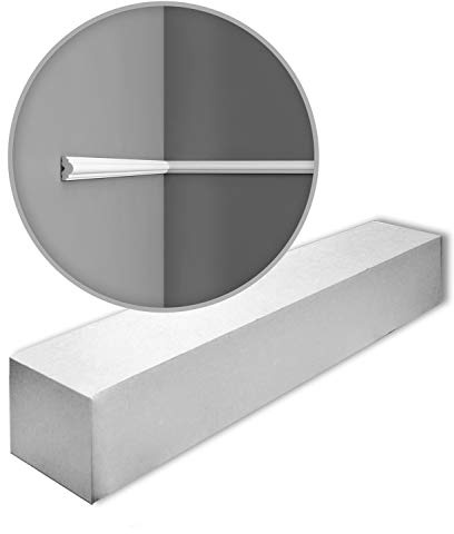 Orac Wandleisten PX103-box-10 200 cm x 1,2 cm x 2,5 cm aus extrudiertem Polystyrol (HDPS) vorgrundiert 10 Leisten / 20 m