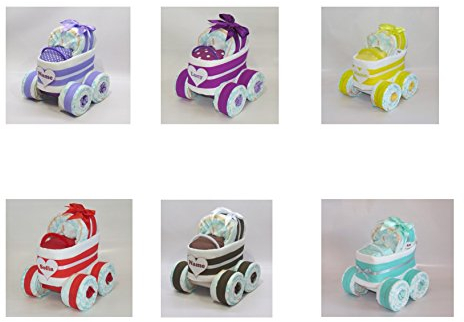 Windeltorte | Windelkinderwagen Herz (lila) | Windelgeschenk Mädchen