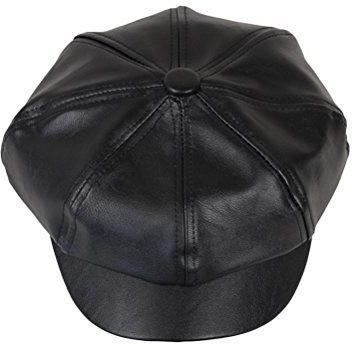 OULII Schirmmützen Leder Mütze Gatsby klassisch Newsboy-Stil Unisex und Künstler Hut (Schwarz)