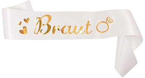 Oblique Unique® Braut Team Braut Schärpe JGA Junggesellinnenabschied Hochzeit Hen Party - wählbar (Braut Weiss)