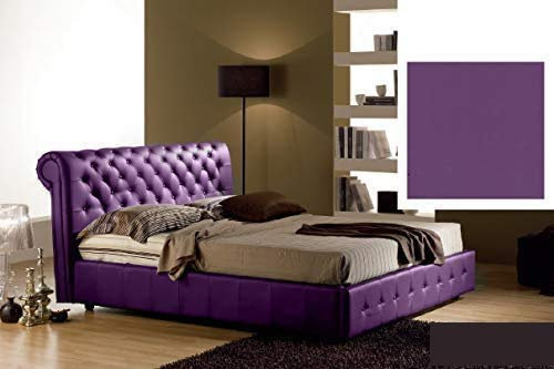 Dafne Italian Design Letto matrimoniale contenitore, similpelle, lavorazione capitonn?, viola -180x236xH114 cm - per materasso 160x200n 100% Made in Italy