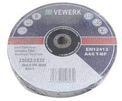 VEWERK 25 Pack - 230 X 2 X 22MM Metal Cutting Discs 8018