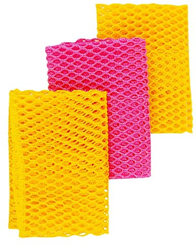 Innovative Dish Washing Net Cloths/Scourer - 100% Odor Free/Quick Dry - No More Sponges with Mildew Smell - Perfect Scrubber for Washing Dishes - 11 by 11 inches - 3PCS