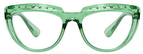 Eyekepper Strass Occhiali da Lettura da Donna Lettore Oversize Design a Mezzaluna Verde +1.75