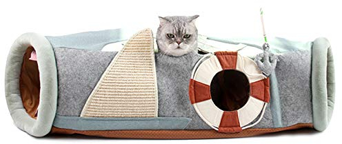 PJDDP Katzentunnel Rohr Spielzeug Katzenbett Schlafplatz Katzenbett Katzenhöhle Faltbarer Katzenspielzeug Katzen Tunnel Haustiernest Für Große Katzen,Grün
