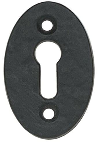 Ironmongery Solutions® Black Cast Iron Escutcheon Plates Keyhole Cover Key Hole Door Lock Accessories (Oval Open Escutcheon)