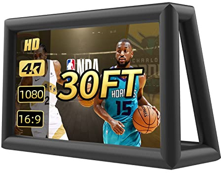PPXIA Inflatable Movie Screen 30ft Outdoor Projector Screen with Air Blower, Supports Front and Rear Projection Blow Up Screen for Movie Nights Backyards Pool Party