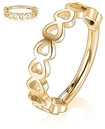 Hengkaixuan 16G Helix Septum Clicker - Knorpel Daith Ring Chirurgenstahl Conch Hoop 8mm - Aushöhlen Herz Designed Tragus Rook Ohrringe Septum Schmuck Gold Nasenringe Kleine Hoop