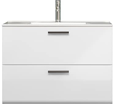 trendteam smart living - Waschbeckenunterschrank Unterschrank - Badezimmer - Riva - Aufbaumaß (BxHxT) 82 x 59 x 47 cm - Farbe Weiß Hochglanz - 211033201