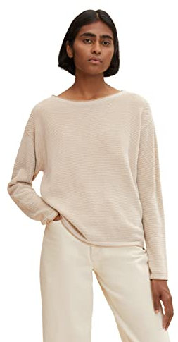 TOM TAILOR Le signore Maglione lavorato a maglia con struttura 1033125, 30438 - Beige Bubble Structure, L