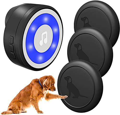 MYPIN Campanello per Cani, Campanello Cane Senza Fili, 1 Ricevitore + 3 Trasmettitori Impermeabile IP65, 1000 Piedi, 20 Melodie 4 modalità Flash LED
