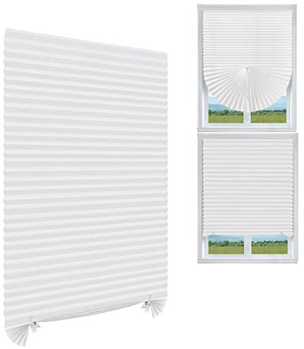 No Drill Blinds Stick On Adhesive Pleated Temporary Blinds Clip In Easy No Screw Window Shades For Bathroom Kitchen Bedroom Door Window