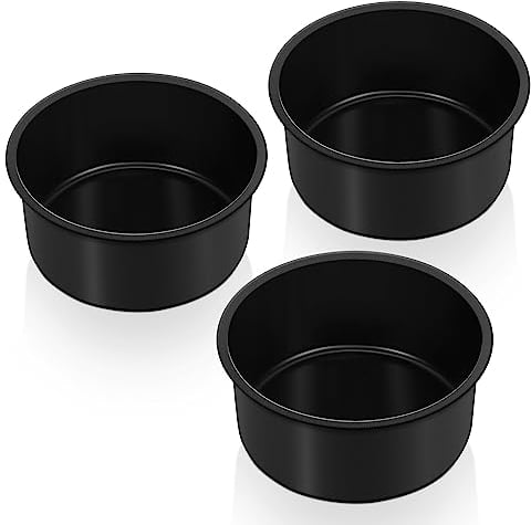 Joyfair 4 Inch Non Stick Cake Tin, Stainless Steel Round Cake Pan Set of 3, Small Layer Baking Tins for Roasting Pie Pudding Brownies, Stainless Steel Core & Non-Toxic Coating, Rust Resistant, 10cm