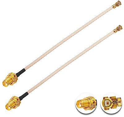 Vecys 2PCS U.F.L1 a SMA Hembra Cable Coaxial de Baja Pérdida 10 /25CM U.F.L1 RG178 RF Cable Coaxial Pigtail para Routers Inalámbricos Mini PCIE Tarjetas de Red PCI Wi-Fi WAN Repetidor