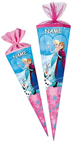 Schultüte - die Eiskönigin - Frozen - 85 cm - eckig - incl. Name - Tüllabschluß - Zuckertüte - mit - ohne Kunststoff Spitze - Nestler - Mädchen - völlig u..