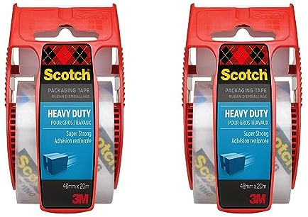 3M Scotch Handabroller für Paketklebeband, 48 mm x 20,3 m, Transparent - Ideal zum Verschließen von Paketen und Kartons (Packung mit 2)
