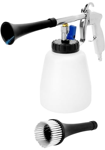 QWORK® Pistolet Nettoyage Voiture 6.5-9.2Bar, Pistolet de Nettoyage à air comprimé avec Bouteille en Mousse et Brosse, pour intérieurs de Voiture