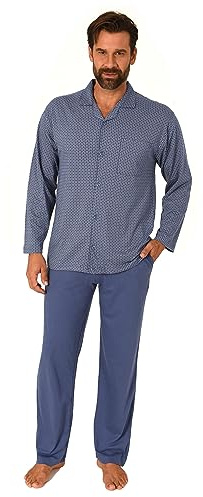 Normann Herren Langarm Schlafanzug Pyjama zum durchknöpfen, auch in Übergrössen