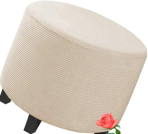 MeRcri Hockerbezug Rund 40 50 60 80 90 100 cm Ottoman Cover Hocker Schonbezug Hussen für Fußhocker Stretch Ottomane Abdeckung Hocker Protector Hockerabdeckung(009,50 cm)