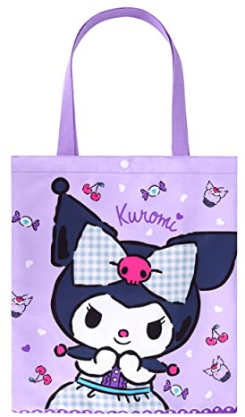 Roffatide Kuromi Borsa a tracolla in tela Borsa della spesa riutilizzabile Borsa casual Viola