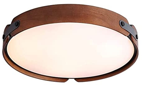 Deckenlampe Runde Deckenleuchte im japanischen Stil mit Holzrahmen und Lederbesatz Deckenlampe Dimmbare LED-Unterputzmontage in der Nähe der Deckenleuchte for Schlafzimmer, Wohnzimmer, Korridor ( Colo