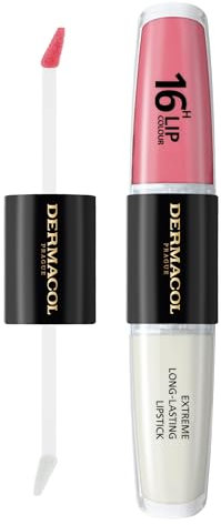 NEW Dermacol - 16-Hour Lip Colour, Highly Pigmented Glossy Lip Stain, Two-Phase Lip Plumper Gloss, Kissproof Lip Makeup Products with Matte and Glitter Finish, n.16