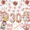 30th Birthday Decorations for Women, Unique Glitter Circle Dot Hanging, Rose Gold Balloons, Paper Pom Poms, 30th Birthday Banner, Rose Gold Party Decorations, Number 30 Balloons for Party