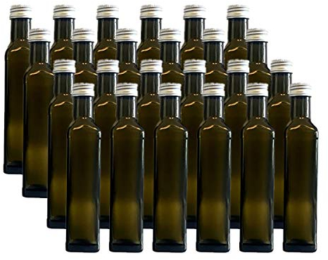 x Glasflaschen MARASKA GRÜN 500ml mit Schraub-Deckel Silber Saftflasche Likörflaschen Schnapsflaschen Ölflaschen Flaschen Wasserflasche aus Glas zum selbst befüllen (24)