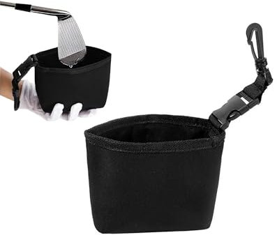 TUKEVA Golfball Reinigungstasche Golf Club Scrub Bag Generic Reinigungsbeutel für Golfschläger wasserdichte Tasche mit Karabiner Abwischbare Taschen Reinigungstasche für Männer und Frauen (Schwarz)