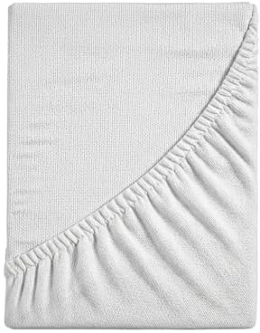 Spannbettlaken für Einzelbett, Spannbettlaken mit Ecken, einfarbig, elastisch auf 4 Seiten, 100% Baumwoll-Jersey, 80/90 x 190/200 cm, Weiß