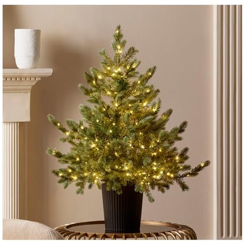 EDG Enzo de Gasperi Albero di Natale Pino Argentato con Vaso e 240 luci LED H90xD85 cm