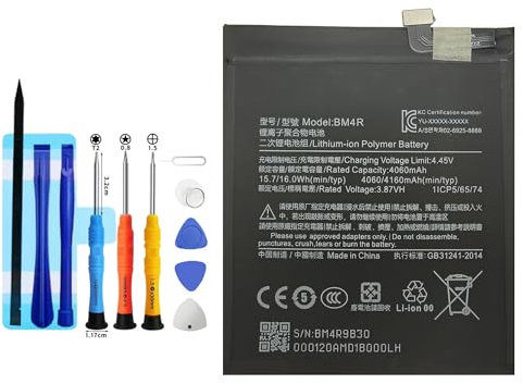 Vvuilsty BM4R Ersatzakku für Xiaomi Mi 10 Lite 5G M2002J9G M2002J9S,wiederaufladbare 0-Zyklen-Batterie kompatibel mit Xiaomi Mi 10 Lite 5G M2002J9G M2002J9S mit Reparaturwerkzeug-Kits