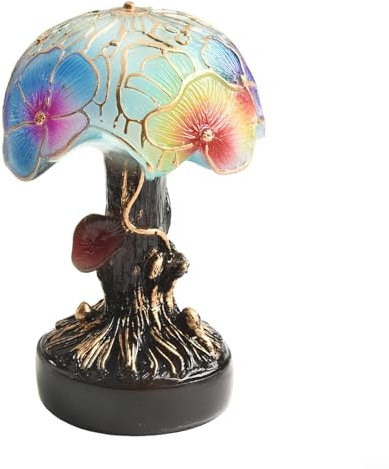 EpheyFIF Lebendige Harz-Tischlampe in Pilzform, Vintage-Stil, gebeiztes Nachtlicht, kreatives buntes Design (Lampe F)