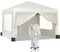 WOLTU Pavillon mit 4 Seitenteilen und 4 Sandsäcke, Faltpavillon 3x3m, Gartenpavillon wasserfest stabil UV-Schutz, Pop Up Partyzelt Outdoor, höhenverstellbar, mit Tragetasche, Beige